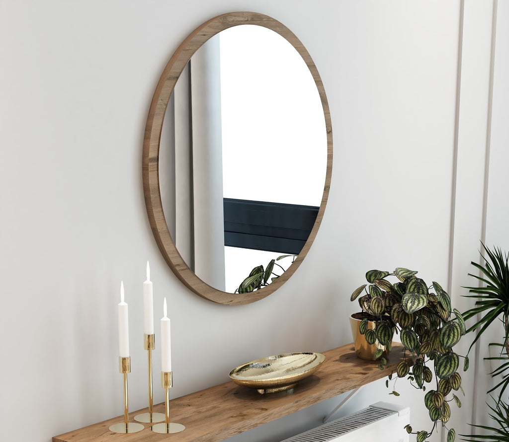 Yuvarlak Dekoratif Ayna Atlantik Çam