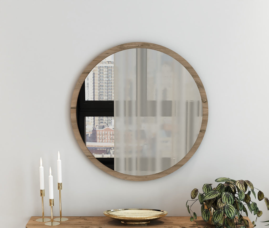 Yuvarlak Dekoratif Ayna Atlantik Çam
