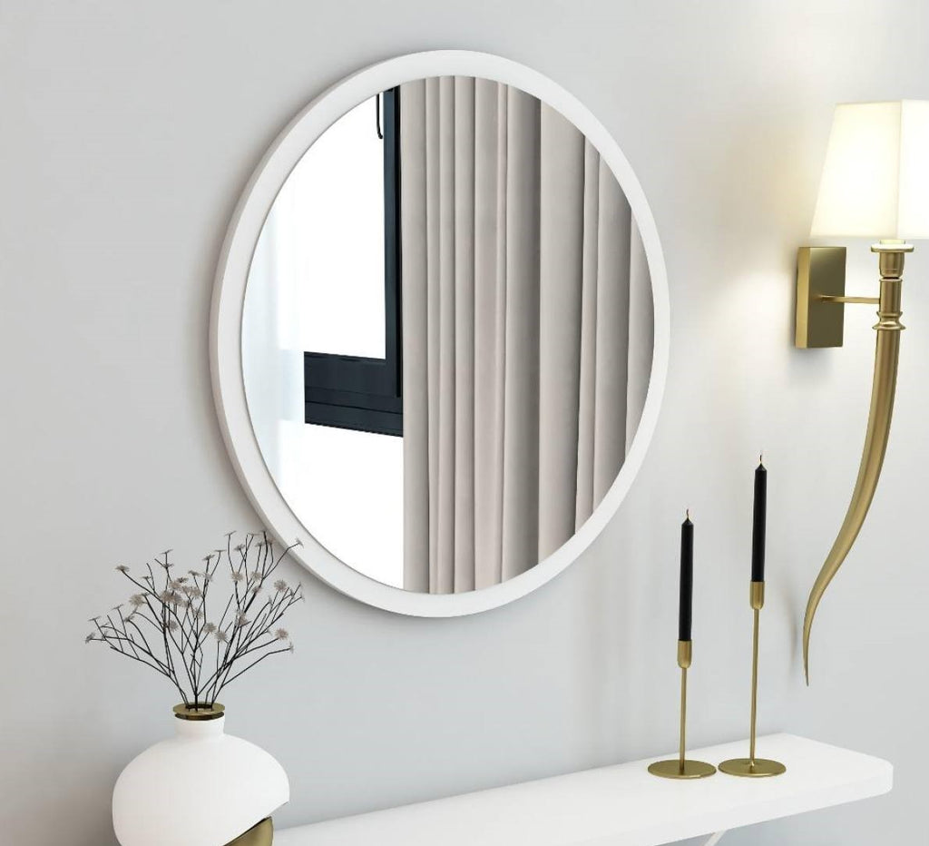 Yuvarlak Dekoratif Ayna Beyaz