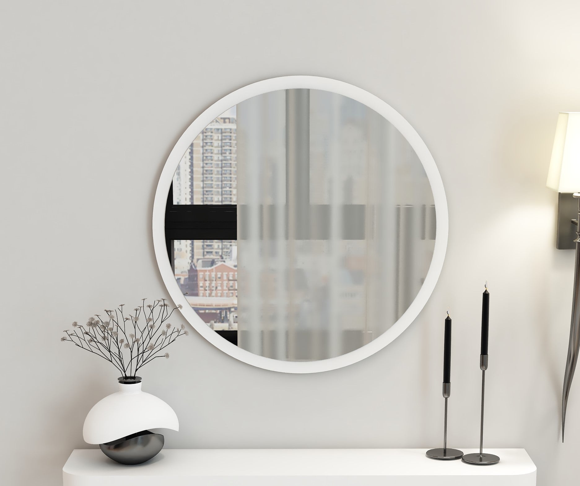 Yuvarlak Dekoratif Ayna Beyaz