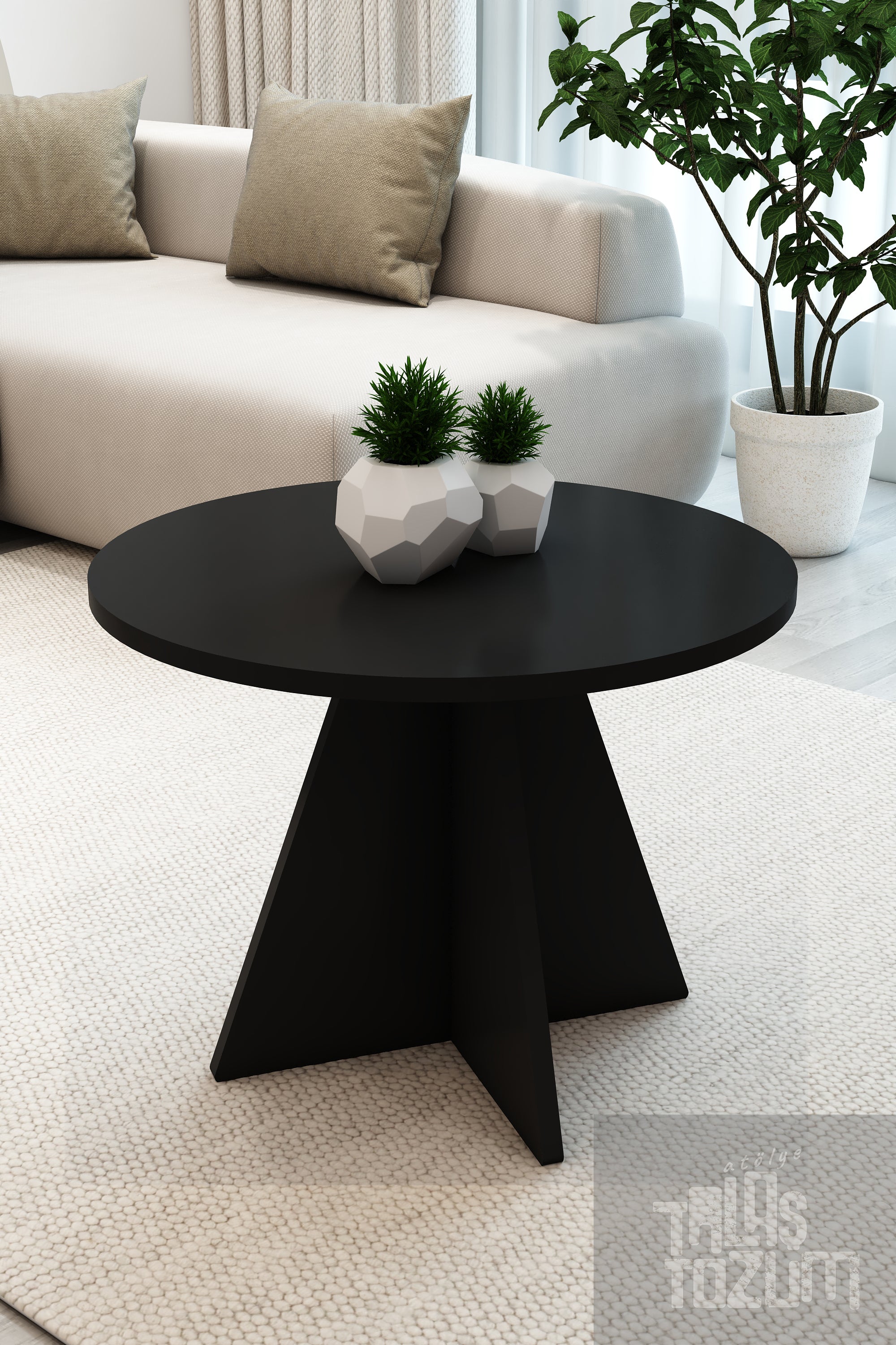 Mantar Orta Sehpa Siyah 60 cm