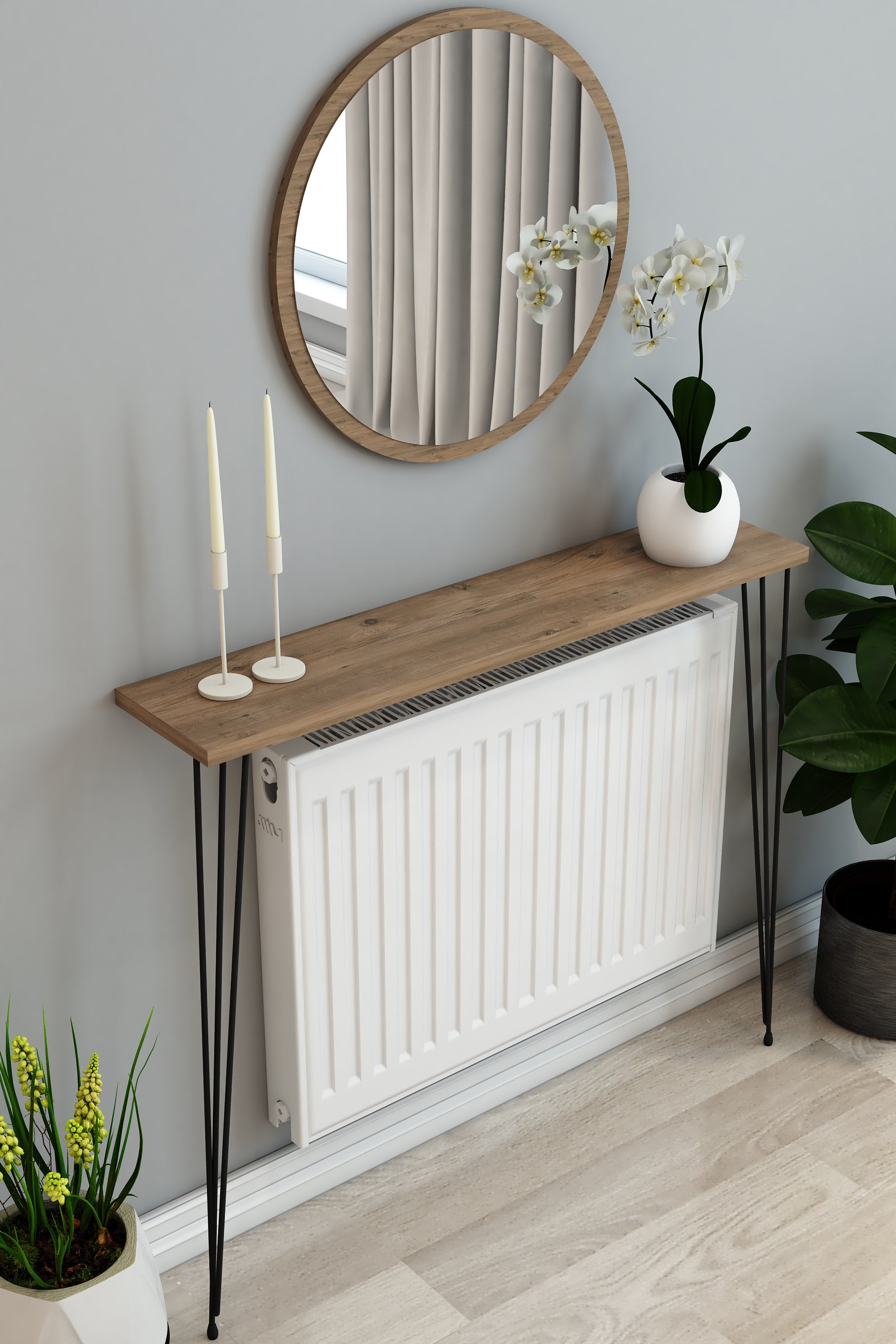 Petek Üstü Ayaklı Atlantik Çam Raf Siyah Ayak