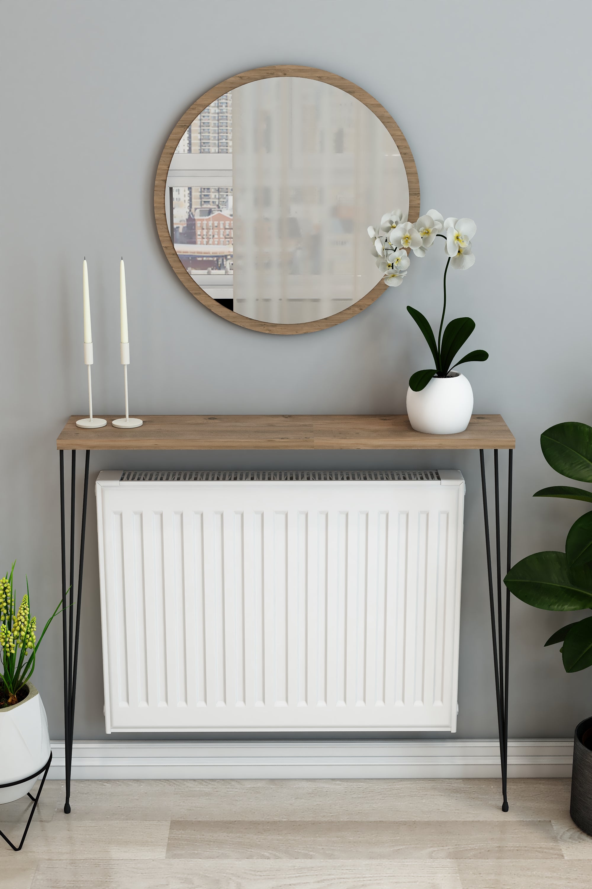 Petek Üstü Ayaklı Atlantik Çam Raf Siyah Ayak