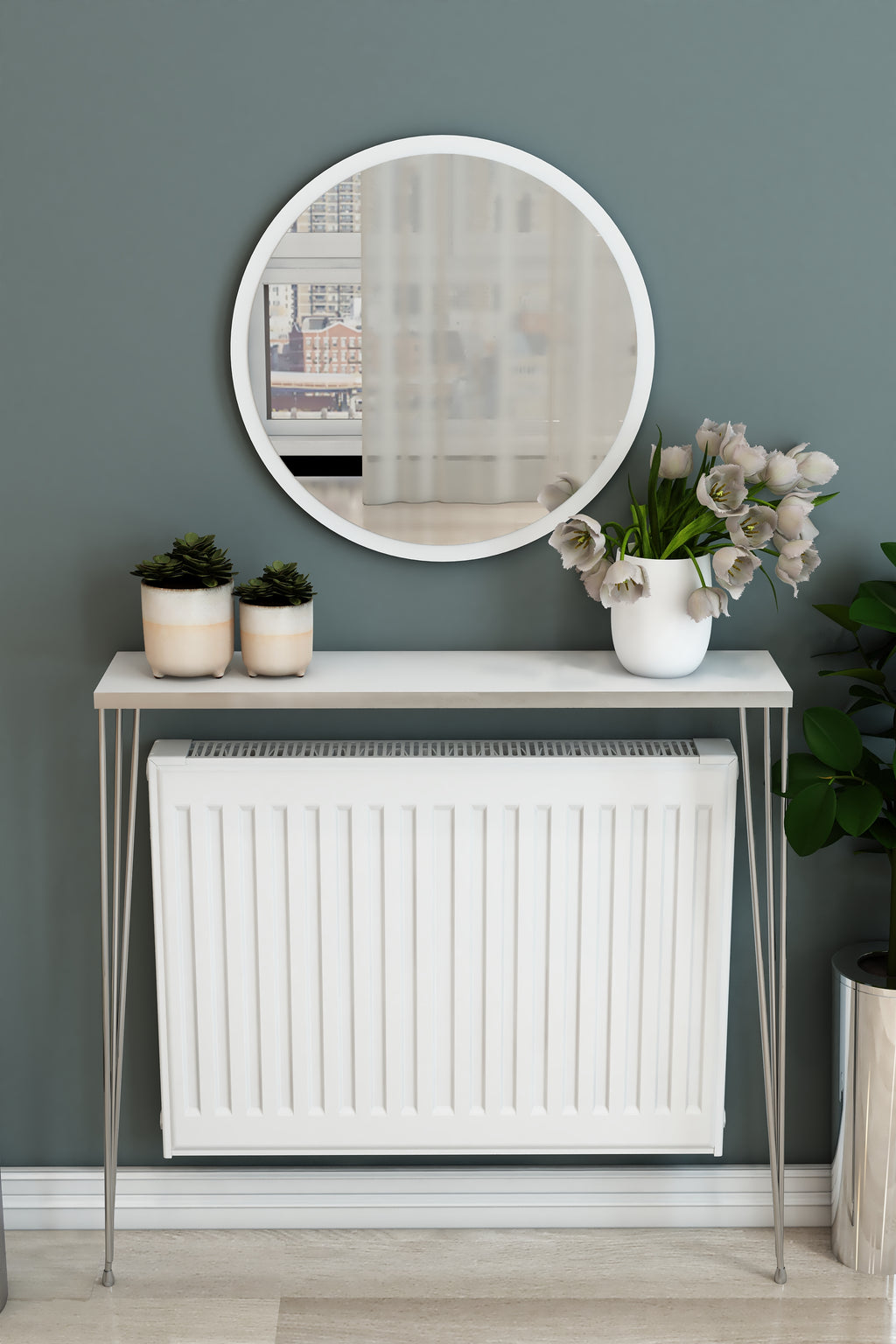 Petek Üstü Ayaklı Beyaz-Gümüş Raf Gümüş Ayak