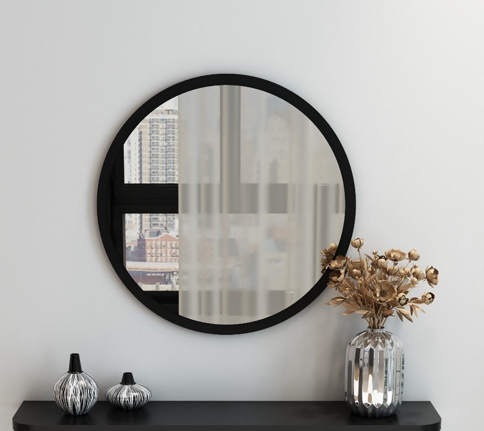 Yuvarlak Dekoratif Ayna Siyah